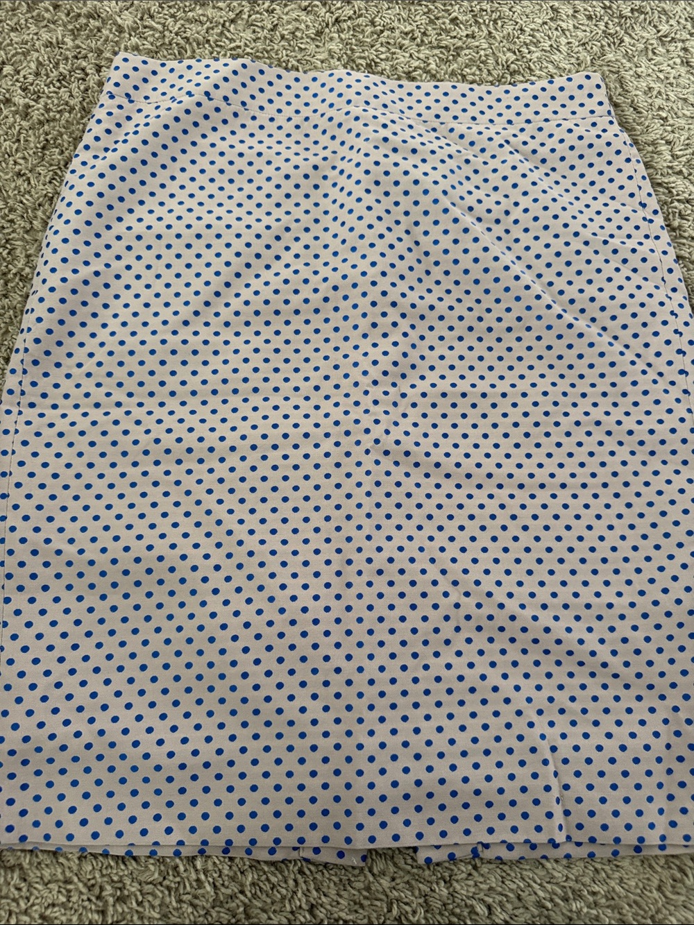 J. Crew White Pencil Skirt with Blue Polka Dots